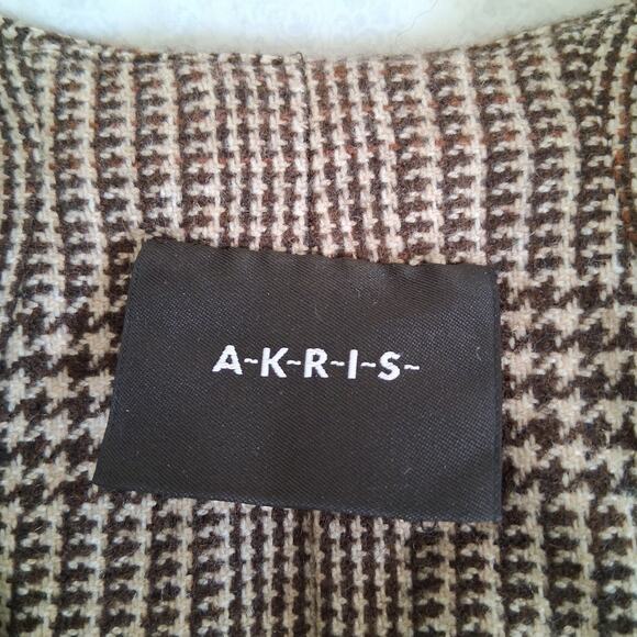 AKRIS 100% Cashmere Houndstooth Brown Blazer Size 10 Quiet Luxury Brand - Picture 3 of 13